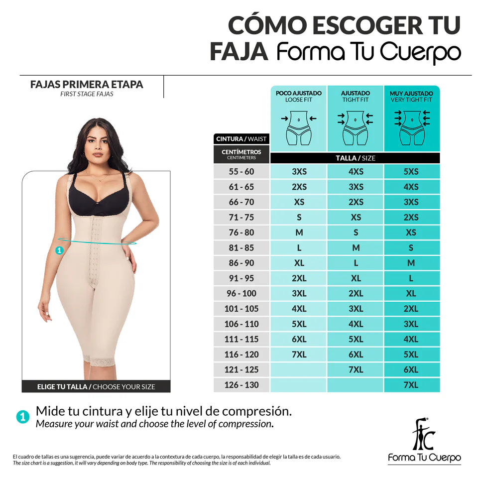 FAJA A LA RODILLA RELOJ DE ARENA EXTRA REALCE GLUTEOS BEIGE (Ref. O-021 )