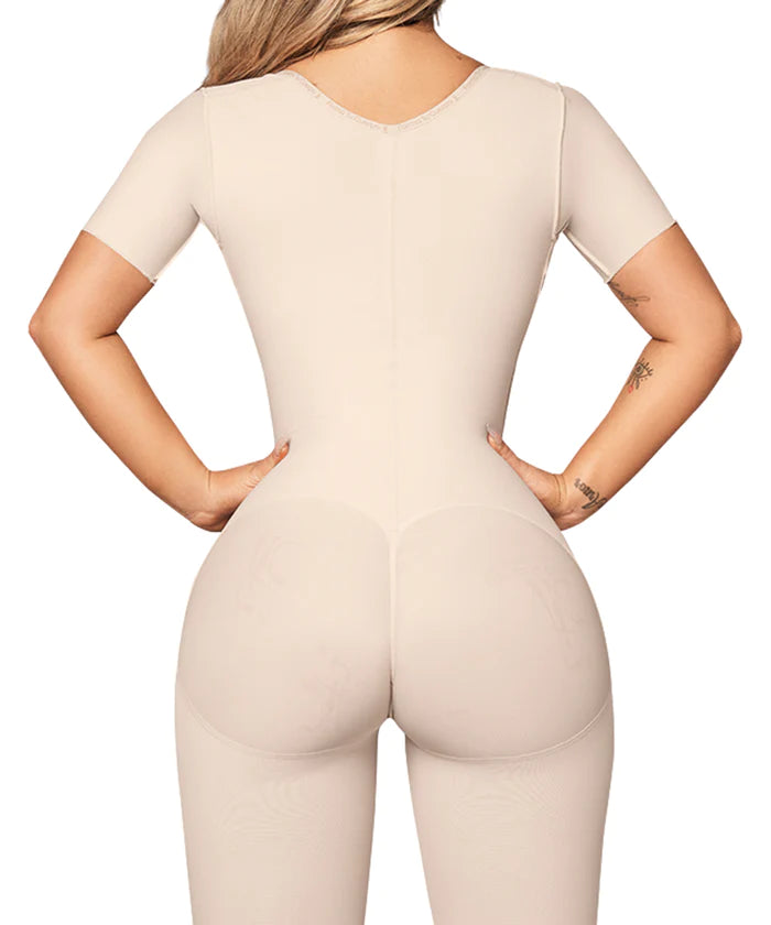 FAJA MOLDEADORA A LA RODILLA ZIPPER LATERAL & MANGAS BEIGE  (Ref. O-024 )